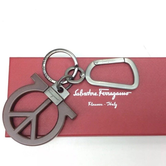 Gancini key holder - Women | Ferragamo Salvatore Ferragamo Gancio Peace Sign Charm Valet Key Chain Purse Fob